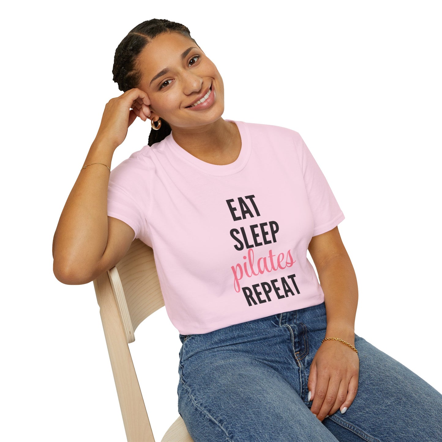 Eat Sleep Pilates Repeat T-Shirt, Motivational Workout Tee, Gift for Pilates Lovers, Fitness Apparel, Casual Unisex Shirt