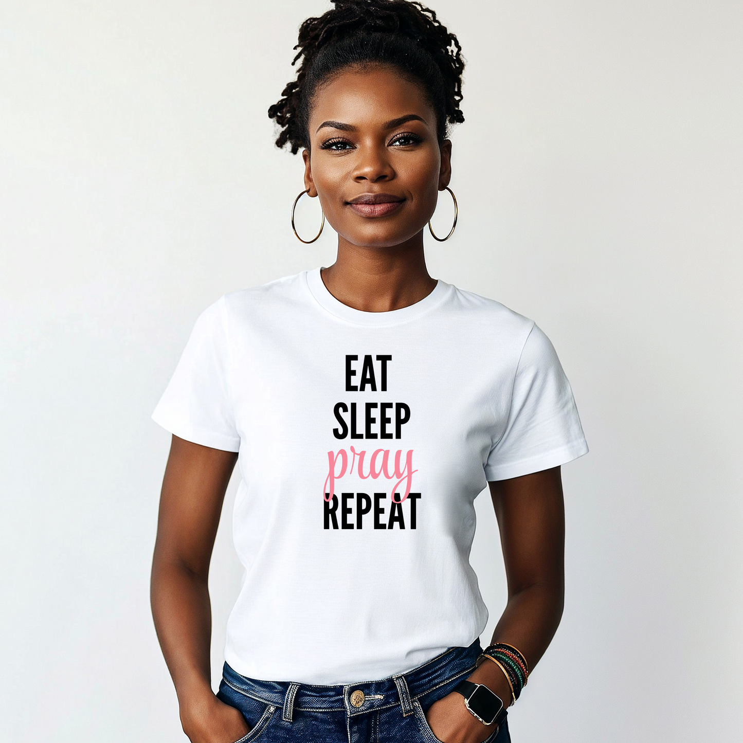 Eat Sleep Pray Repeat Unisex T-Shirt, Inspirational Tee, Casual Wear, Motivational Gift, Relaxation Shirt, Everyday Comfort