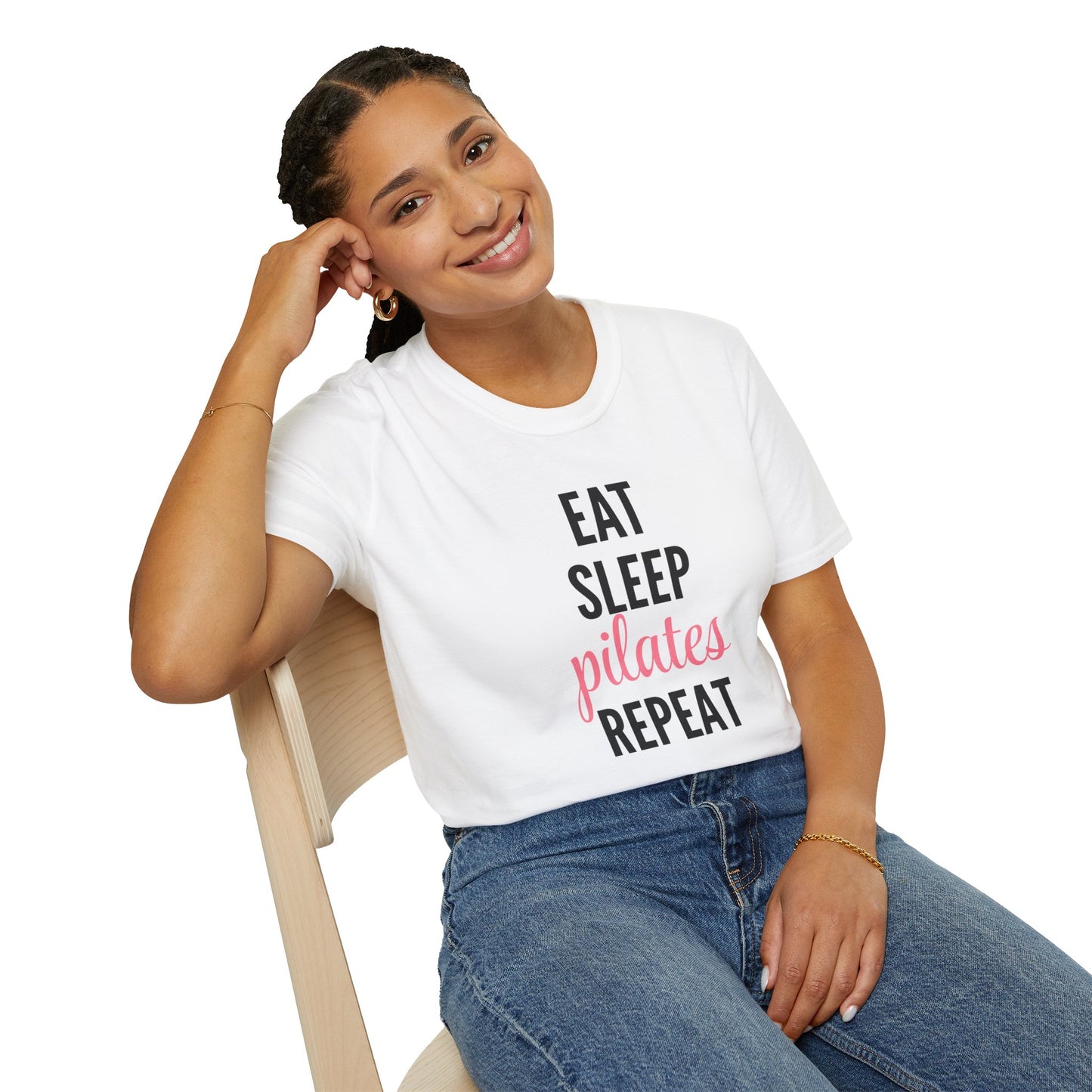 Eat Sleep Pilates Repeat T-Shirt, Motivational Workout Tee, Gift for Pilates Lovers, Fitness Apparel, Casual Unisex Shirt
