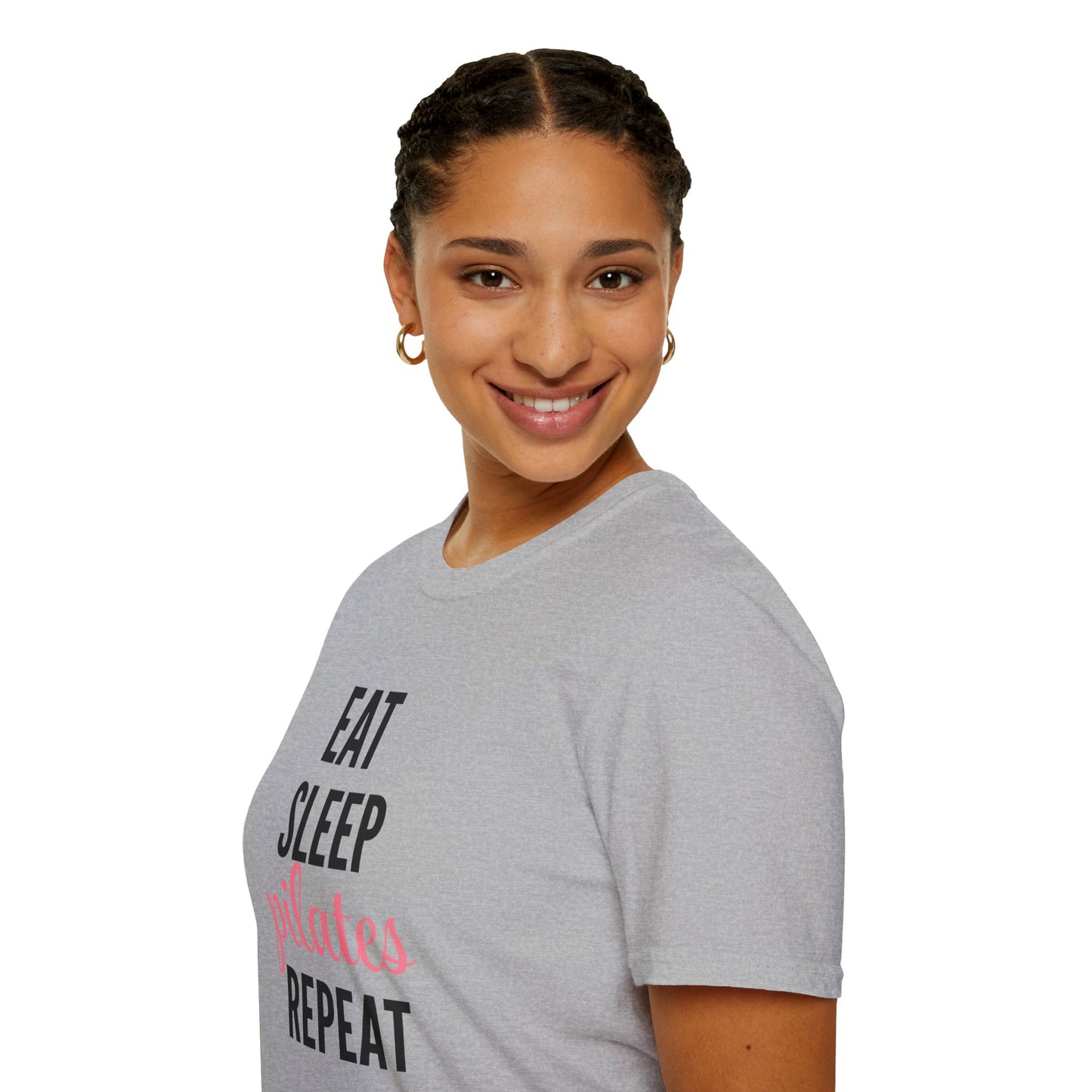 Eat Sleep Pilates Repeat T-Shirt, Motivational Workout Tee, Gift for Pilates Lovers, Fitness Apparel, Casual Unisex Shirt