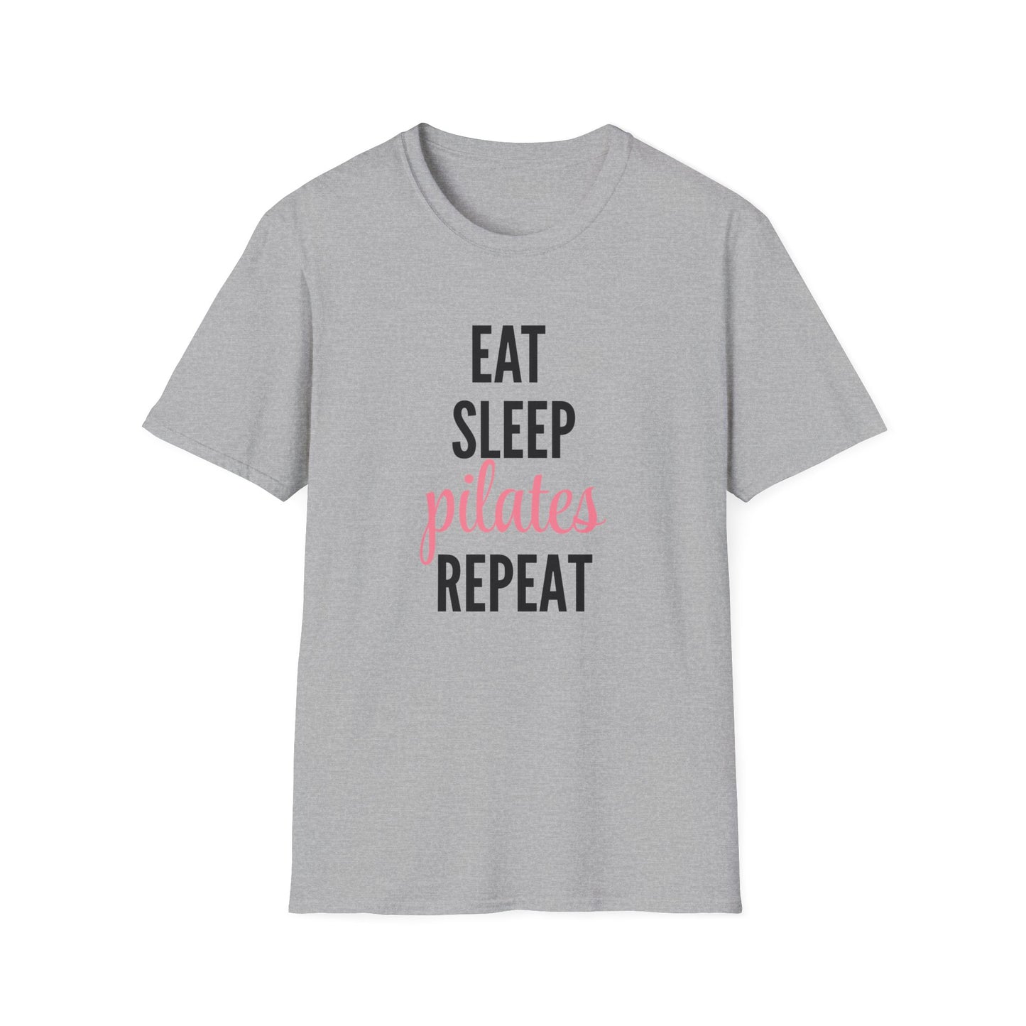 Eat Sleep Pilates Repeat T-Shirt, Motivational Workout Tee, Gift for Pilates Lovers, Fitness Apparel, Casual Unisex Shirt