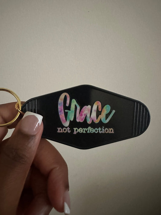 Grace not perfection motel keychain