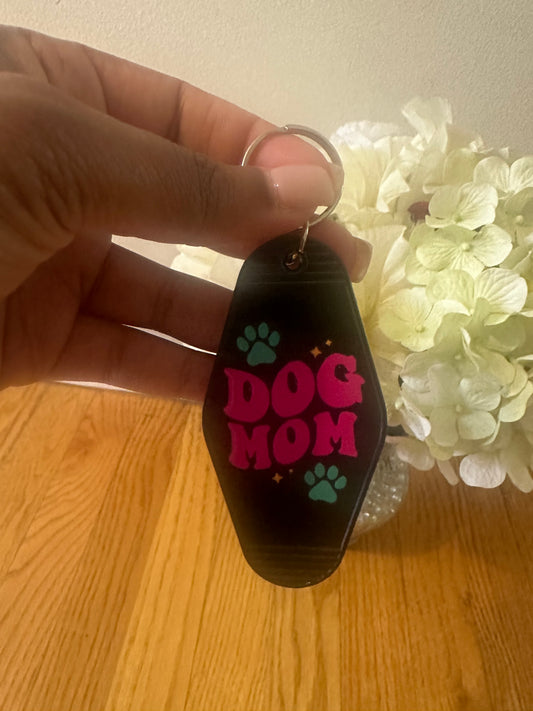 Dog mom motel keychain